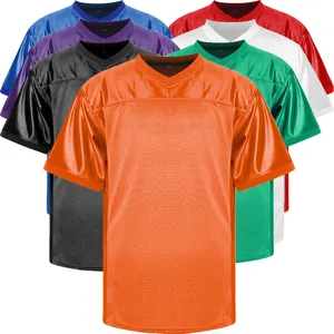 Multi-color men's American football jerseys featuring breathable mesh fabric and V-neck.