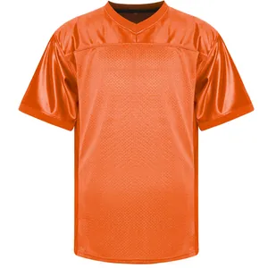 High-quality blank orange V-neck mesh sports jersey for men training and football
