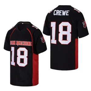 Detailed front and back views of black No. 18 Mean Machine movie football jersey