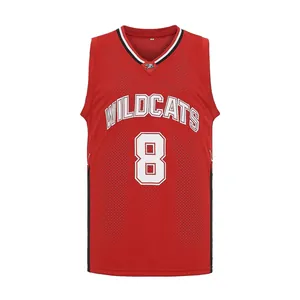 Vintage red mesh Wildcats basketball jersey featuring embroidered white number 8 on front.