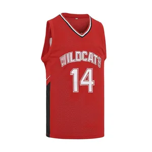 Maillot de basket rouge vintage avec broderie Wildcats et numéro 14 vue détaillée