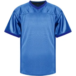 Front view of a royal blue mesh sports jersey showing the breathable fabric texture