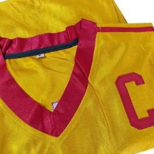 Maglia cosplay del film Dodgeball gialla e rossa con lettera C ricamata per hip-hop
