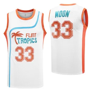 Retro Flint Tropics #33 Moon embroidered mesh basketball jersey for sports and parties