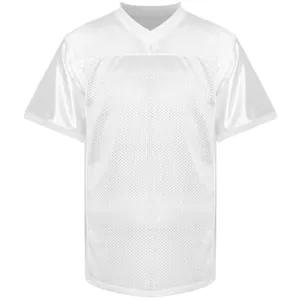 Detailed front view of a white mesh athletic training jersey with a breathable V-neck design