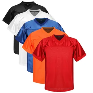 Mehrere Farben von American Football-Trikots aus Mesh mit V-Ausschnitt und Rippkragen.
