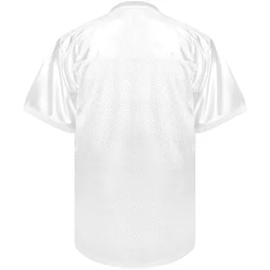 Back view of a plain white mesh baseball jersey for men's athletic training.