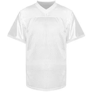 Professional blank white mesh football jersey for men with a clean V-neck design