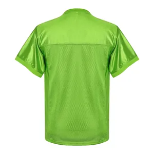 Vista posteriore di una maglia da football americano verde lime tinta unita in mesh da uomo