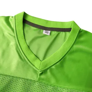 Maglia da football americano verde neon con scollo a V e dettaglio in mesh