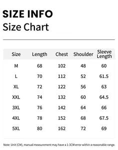 Tableau guide des tailles de vêtements pour le sweat à capuche en coton délavé vintage