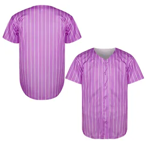 Unisex Polyester Striped Baseball Jersey V-Neck Button Down Short Sleeve Sportswear Active Top For Summer Outdoor Daily