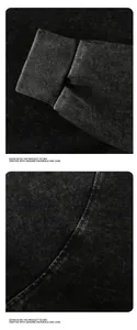 Macro detail of vintage washed black cotton sweatshirt fabric and ribbed cuff texture