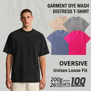 Maglietta da Uomo in Cotone Vintage Americano Pesante Lavata Invecchiata Manica Corta Vestibilità Larga Top Streetwear Casual