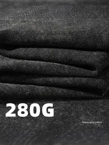 Macro detail of 280G heavy washed pure cotton fabric texture for high-quality T-shirts