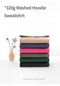 Détail de la pile de tissus en coton lavé 320g multicolores pour sweats à capuche