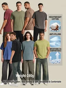 Vintage washed 280g heavyweight cotton t-shirt in multiple colors for men and women