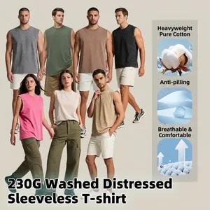 Vintage 230G schweres gewaschenes Baumwoll-Ärmelloses Streetwear-Tanktop für Damen und Herren
