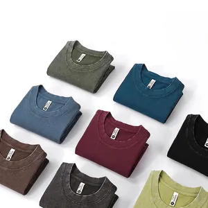 Heavyweight 280g vintage washed t-shirts in multiple colors with drop shoulder
