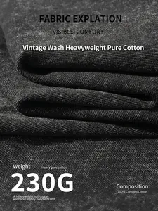 Close-up detail of 230G heavyweight washed pure cotton fabric texture for T-shirts