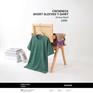 230g gewassen vintage oversized katoenen T-shirt met ronde hals unisex
