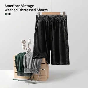 Vintage 240g heavyweight washed cotton shorts in relaxed fit for men - Summer collection