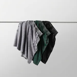 Men's heavyweight washed cotton shorts featuring a vintage distressed style and loose fit
