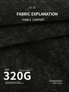 Gros plan sur un tissu premium 320g en pur coton lavé pour sweats à capuche vintage