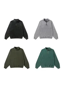 Sweat-shirt vintage 320g délavé à l'acide avec col montant zippé en 4 couleurs