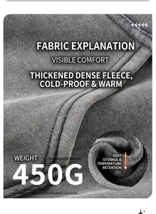 Vue détaillée du tissu polaire lourd 450G pour un sweat à capuche gris lavé.