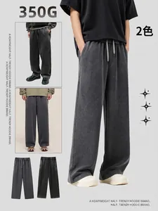 Pantaloni della Tuta da Uomo in Cotone Lavato American Vintage Streetwear Pesanti Vestibilità Larga Gamba Larga Casual Sport Joggers
