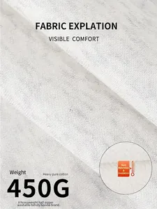 Detailed view of 450g heavyweight white fleece hoodie fabric with thermal texture