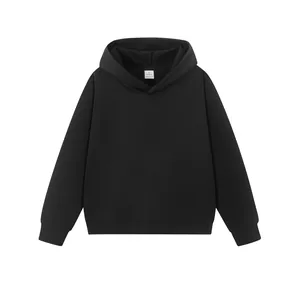 Sudadera clásica con capucha de forro polar negro unisex para el diario vivir