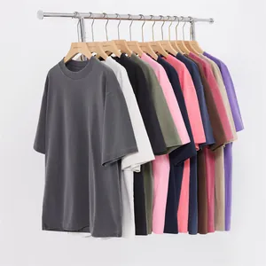 Heavyweight cotton vintage wash t-shirts in various colors displayed on a rack