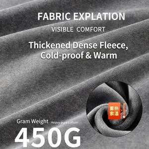 Détail du tissu en coton délavé lourd 450G avec une doublure en polaire chaude.