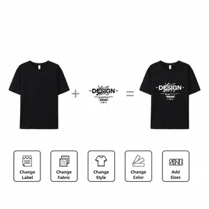 Customizable 180G pure cotton black short sleeve T-shirt for men in loose fit US size