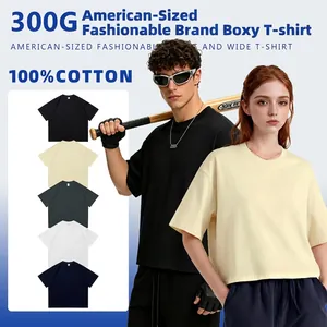 Men's Heavyweight Pure Cotton Boxy T-Shirt Loose Dropped Shoulder Solid Color Short Sleeve Top