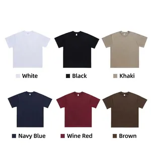 Men Heavyweight Cotton Oversized Drop Shoulder Short Sleeve Top Crew Neck High Street Casual Solid Color Trendy Fashion T-Shirt