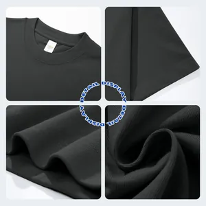 Premium heavyweight 300g black boxy fit cotton T-shirt showing detailed fabric shots