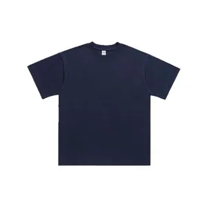 Heavyweight 300g cotton oversized crew neck t-shirt in navy blue with dropped shoulders