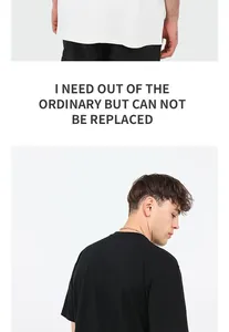 Detail view of oversized 180G combed cotton men's t-shirts in classic black and white.