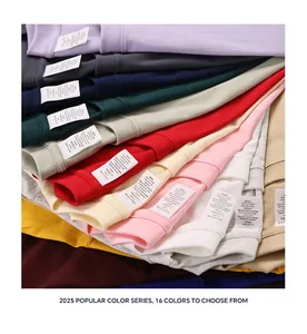 Detailed view of multiple colored cotton T-shirts showcasing fabric quality and tags.