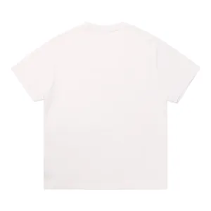 Back view of a plain white heavyweight 330g cotton t-shirt showing premium brushed fabric.