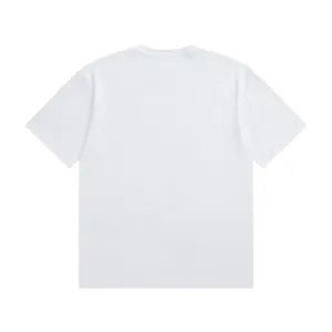 Back view of a plain white heavy cotton oversized T-shirt with drop shoulder design.