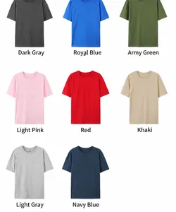 Display of various colors for 180G heavy cotton oversized men's short sleeve T-shirts