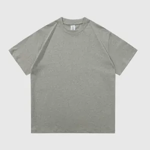 Hochwertiges 270g T-Shirt aus reiner Baumwolle in meliertem Grau mit Rundhalsausschnitt