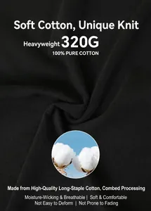 Close-up detail of 320G heavyweight 100% pure cotton black fabric texture.