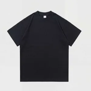 Premium heavyweight black pure cotton t-shirt with a loose fit and ribbed crew neck