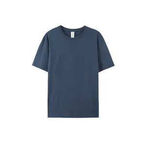Premium minimalist dark blue unisex short sleeve T-shirt made of 100% breathable cotton