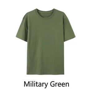 Plain men's 180G pure cotton T-shirt in army green color with a loose fit style